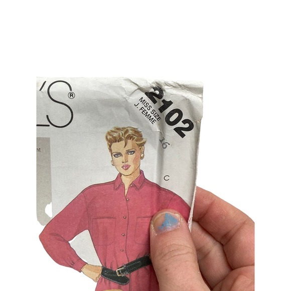 Mccalls 2102 The Gap Misses Button Front Shirt Sewing Pattern Size 16 Vintage - Picture 5 of 7
